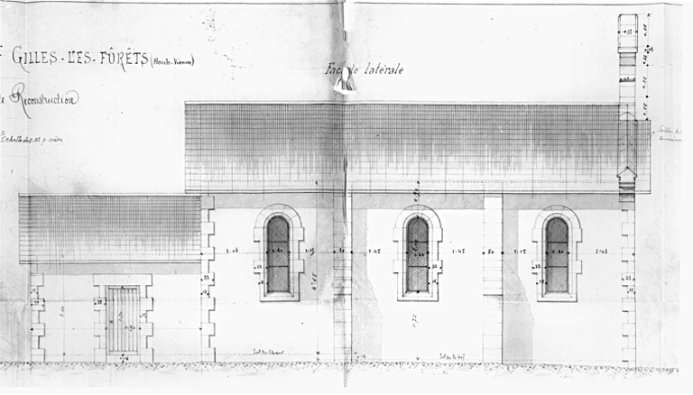 Elévation latérale ouest, architecte Geay, 1892.