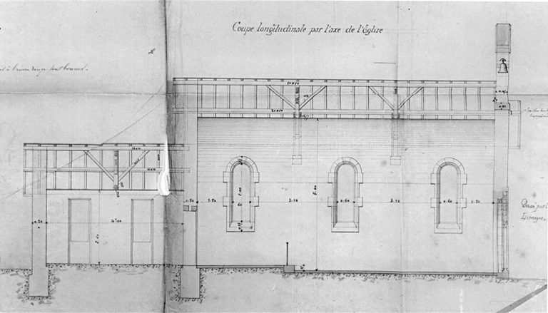 Coupe longitudinale, architecte Geay, 1892.