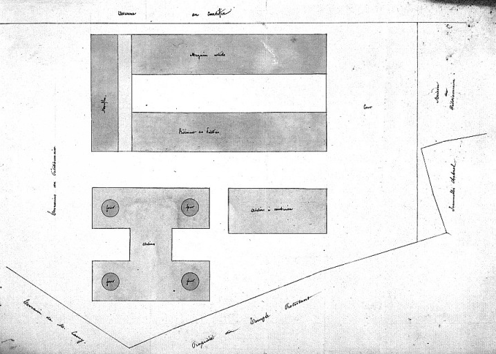 Plan du projet de construction d'ateliers pour la fabrication de porcelaine en 1865.