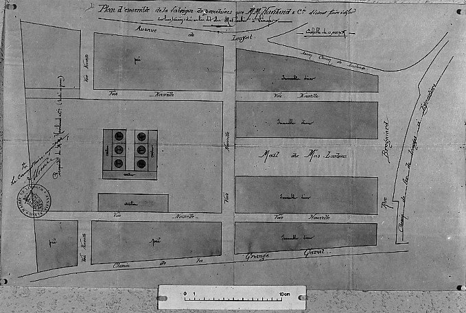 Plan d'ensemble de la fabrique de porcelaines que MM. Haviland & Cie désirent faire édifier sur leur terrain situé au lieu-dit du Mas-Loubier à Limoges.