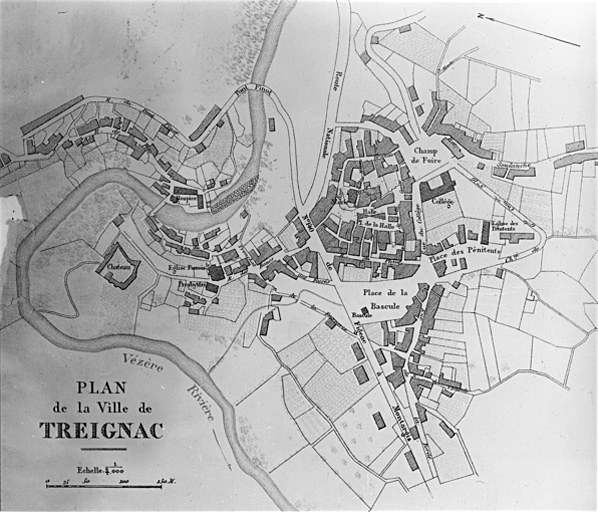 Plan de la ville de Treignac.