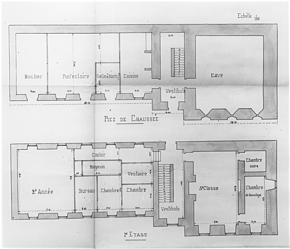 Bâtiment conventuel, aile sud. Plans des rez-de-chaussée et premier étage.