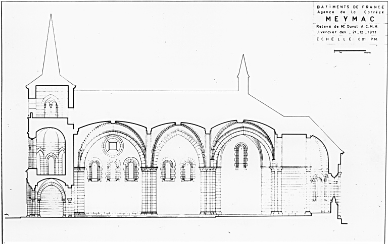 Coupe longitudinale de l'église.