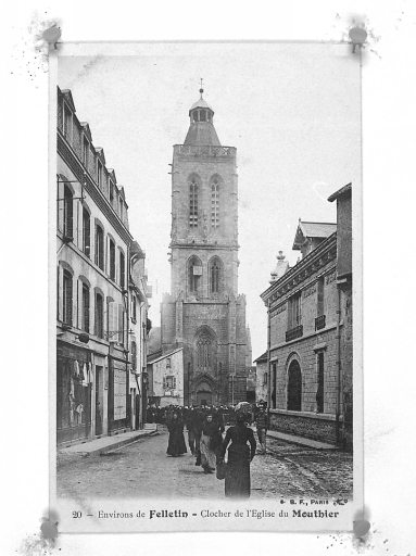 Vue prise, depuis la rue du Clocher, de l'élévation ouest du clocher.