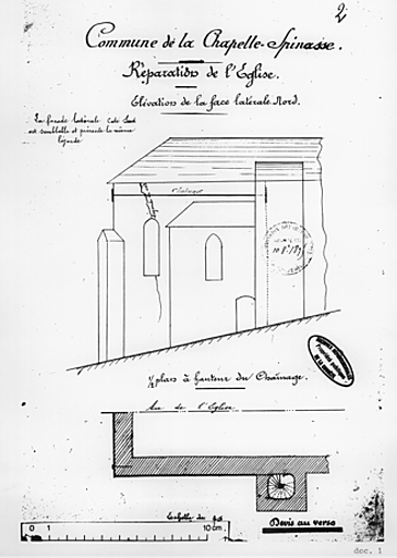 Elévation partielle de la façade nord.