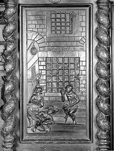 Panneau du retable, cycle de saint Pierre : saint Pierre en prison.