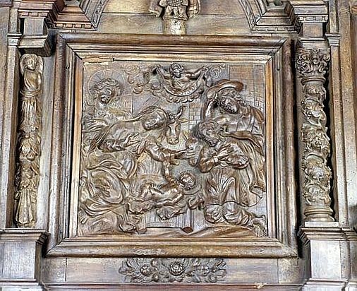 Panneau du tabernacle, côté évangile : l'Adoration des bergers.