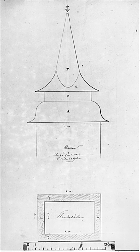 Plan et profil du clocher.