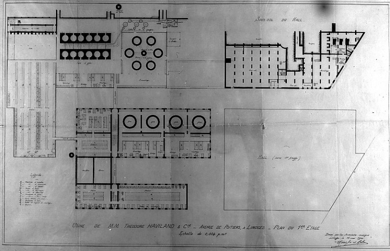 Usine de MM. Théodore Haviland & Cie - Avenue de Poitiers à Limoges - Plan du 1er étage - 15 mai 1900.