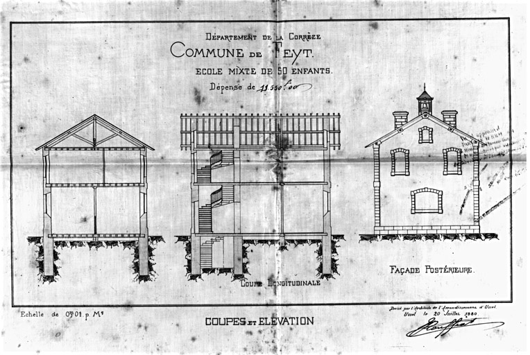 Coupes et élévation.