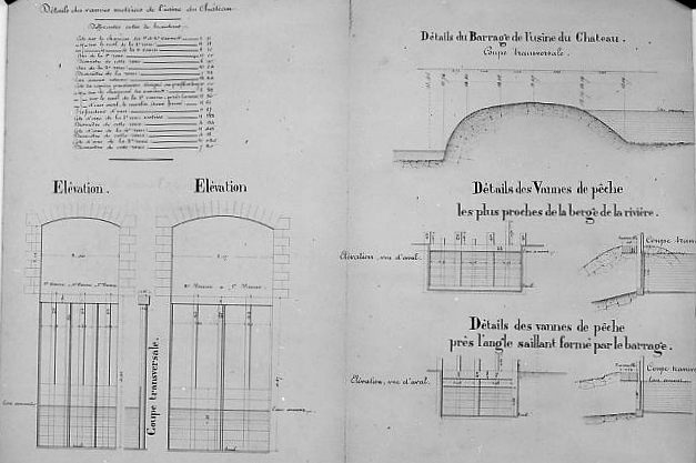 Détail du barrage et des vannes.