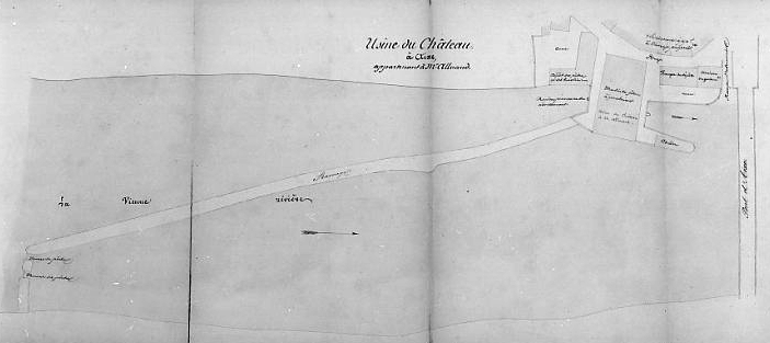 Usine du Château (appartenant à M. Alluaud). Plan des lieux.