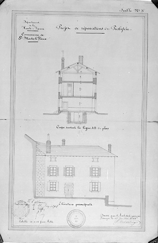 Projet de réparations (coupe et plan).