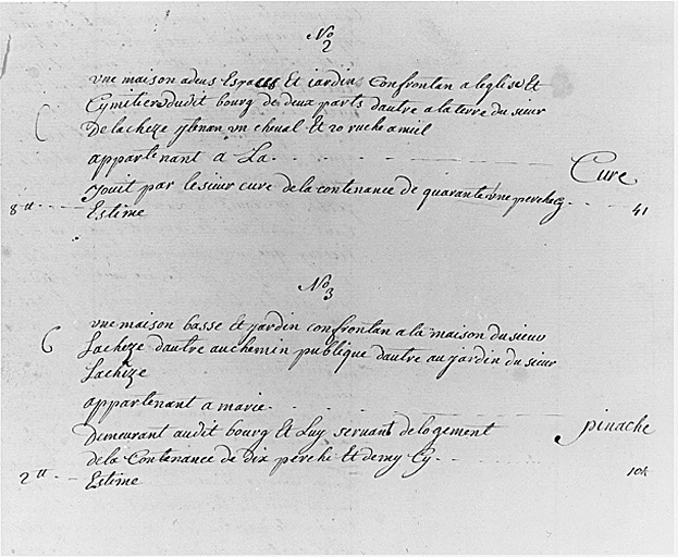 Etat des fonds (extrait).