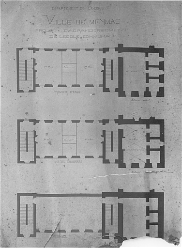 Plans au sol, du sous-sol et du premier étage.