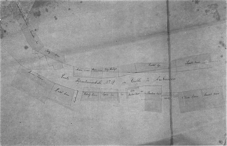 Plan d'alignement de la route départementale n° 2 de Tulle à Aubusson (actuel départ de la rue de Panazol), s.d. (avant 1880).