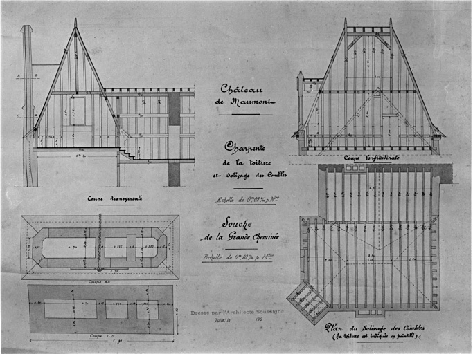 Charpente et solivage des combles.
