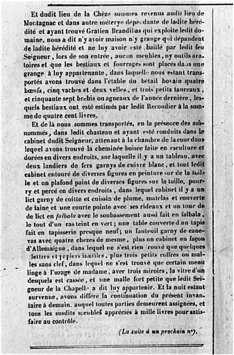 Publication de l'inventaire du château.