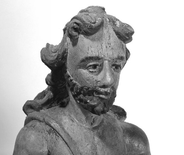 Statue de saint Jean-Baptiste : détail du visage.