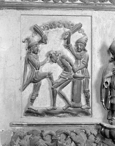 Tabernacle, détail de la flagellation du Christ. - (c) Région Nouvelle-Aquitaine, Inventaire général du patrimoine culturel