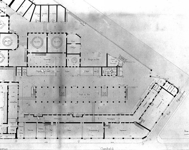 'Plan d'ensemble à rez-de-chaussée de la manufacture de porcelaine de MM. Haviland et Cie à Limoges. 31 mai 1893. J. Picat'. Détail de la partie nord.