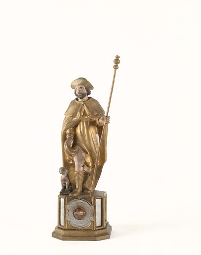 Groupe sculpté-reliquaire (statuette) : saint Roch