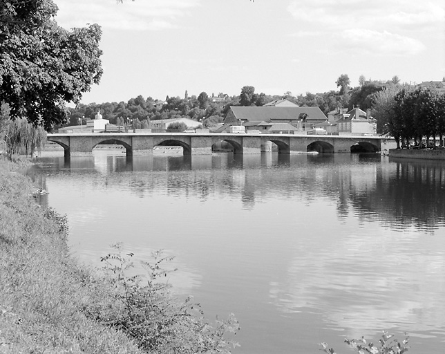 Vue d'ensemble du pont, en aval, depuis la rive droite de la Vienne.