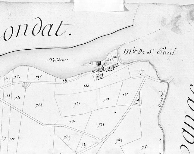 Extrait du plan cadastral de 1828, section A2.