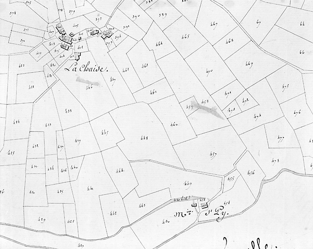 Extrait du plan cadastral de 1823, section B1.