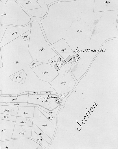 Extrait du plan cadastral de 1819, section D5.