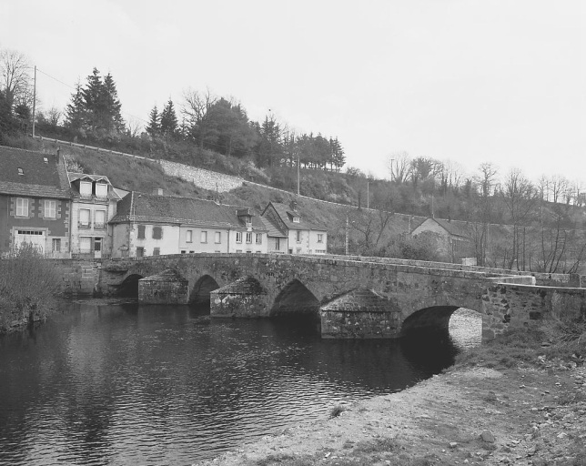 Vue d'ensemble, prise en aval, depuis la rive gauche de la Creuse.