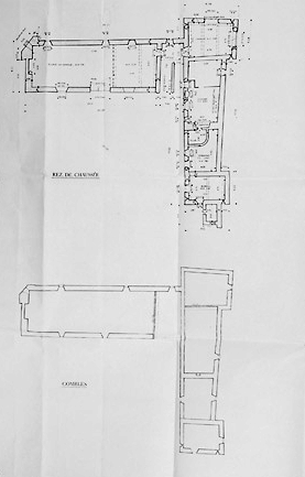 Projet de restauration (daté 1981, 1982). Plans (Rez-de-chaussée, 1er étage, combles, toiture). Détail du plan du rez-de-chaussée et des combles.