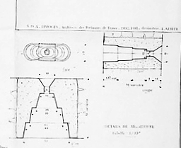 Projet de restauration (daté 1981-1982). Façades sud-est, sud-ouest, nord-ouest, nord-est et détail de meurtrière. Détail de meurtrière (coupe et plan).