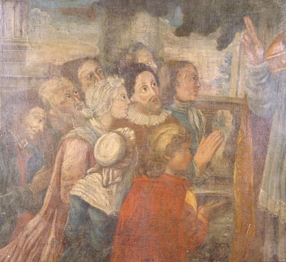 Détail des visages des donateurs.