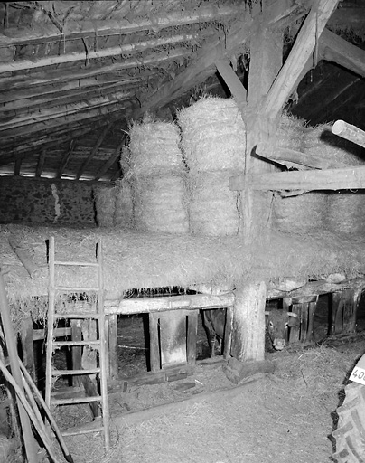 Grange-étable. Intérieur, détail d'un poteau.