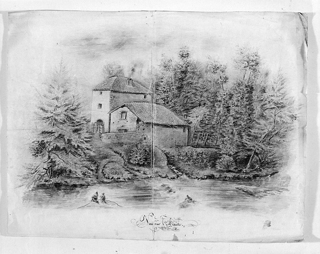 Moulin sur l'Aixette. Moulin non identifié. Vue d'ensemble.