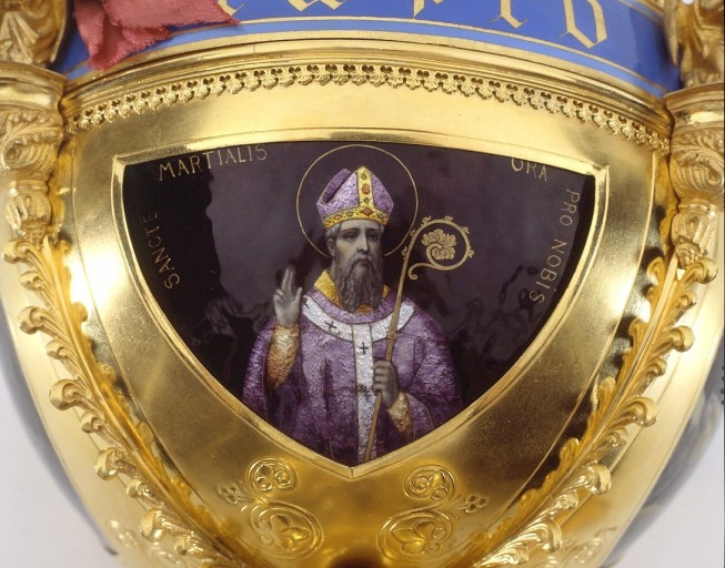 Détail d'une figure sur la coupe : saint Martial évêque.