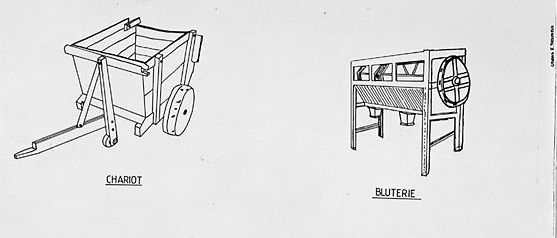 Chariot et bluterie.