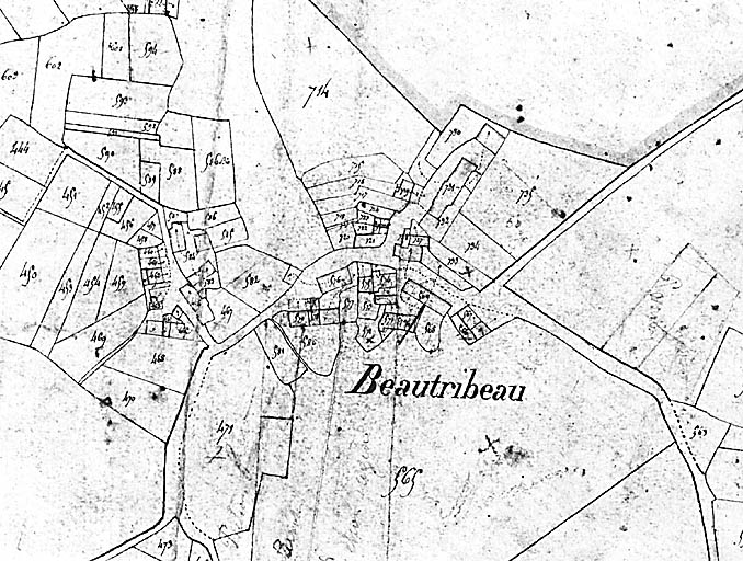 Village de Beautribeau. Cadastre de 1825, section C, dite de Beautribau : 2ème feuille.