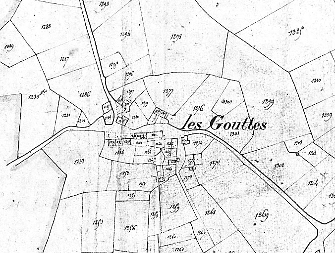 Village des Gouttes. Cadastre ancien 1825, section C dite de Beautribau : 4ème feuille.