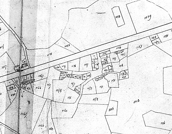 Extrait du plan cadastral de 1825, section F3, p 1125.