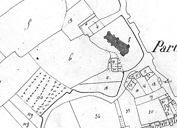 Plan masse de l'église en 1825.