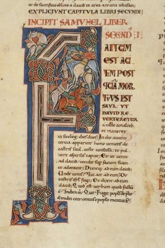Incipit du deuxième livre de Samuel. Lettre initiale F (fol. 84v°).