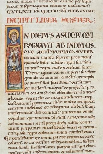 Incipit du livre d'esther. Lettre initiale I (fol. 267v°).