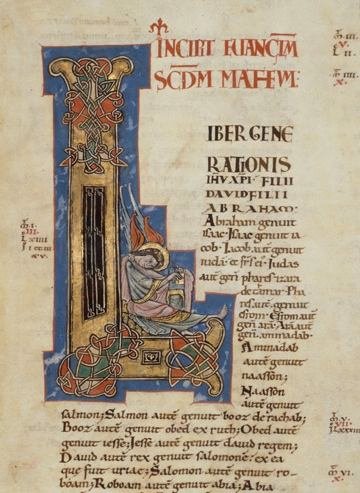 Incipit de l'évangile selon saint Mathieu. Lettre initiale L (fol. 306v°).