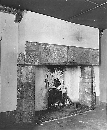 Intérieur. Rez-de-chaussée, pièce sud. Cheminée.