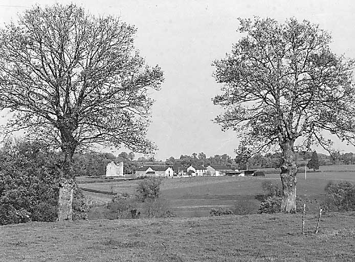 Vue du manoir et de la ferme, prise depuis Peuvinaud.