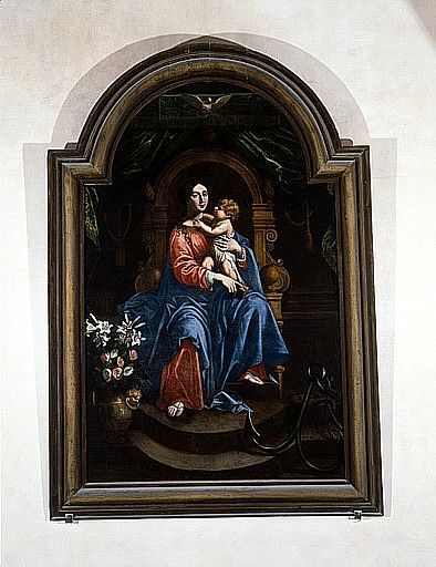 Tableau : Vierge à l'Enfant assise, ou Sainte Rose de Lima à l'enfant Jésus ?