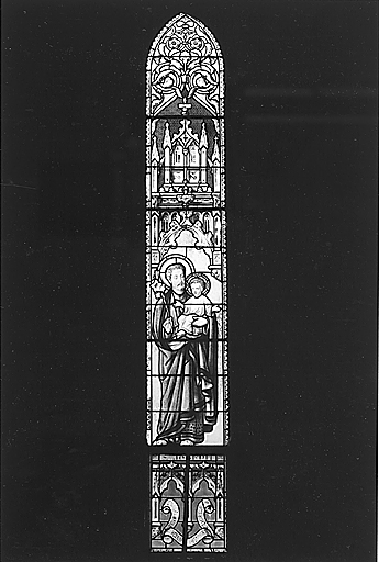 2 verrières à personnages : Vierge (Notre-Dame de Lourdes), Saint Joseph