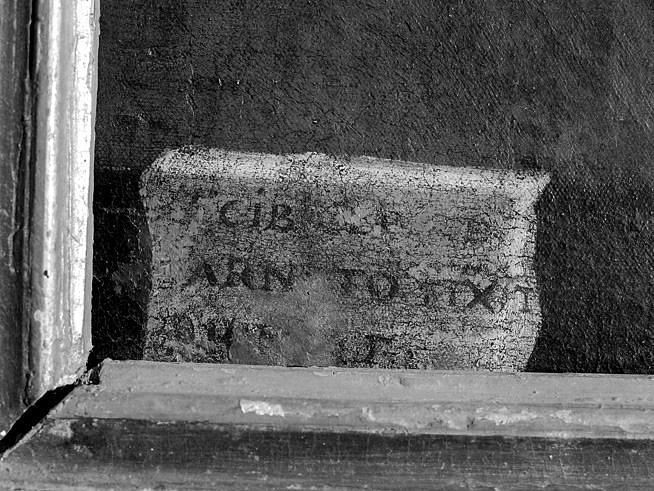 Détail de la signature et de la date peintes en bas à gauche : A. Cibille/de Darneto pinxit/1692. - (c) Région Nouvelle-Aquitaine, Inventaire général du patrimoine culturel
